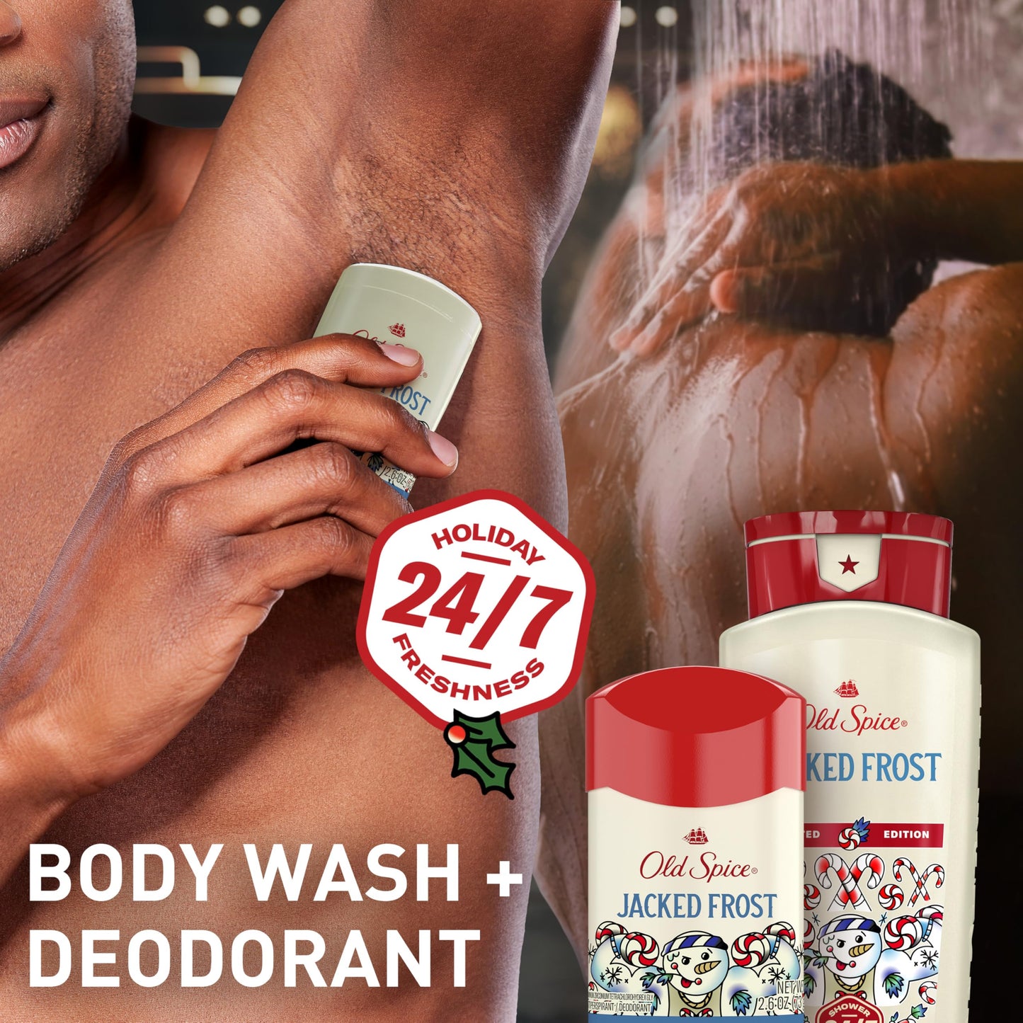 Old Spice Body Wash for Men, Holidudes Holiday Edition, 24/7 Holiday Freshness, Lasting Scent and Rich Lather, Stocking Stuffer, Jacked Frost Frosted