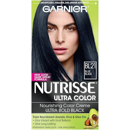 Garnier Nutrisse Ultra Color Nourishing Hair Color Creme, BL21 Blue Black (Packaging May Vary)