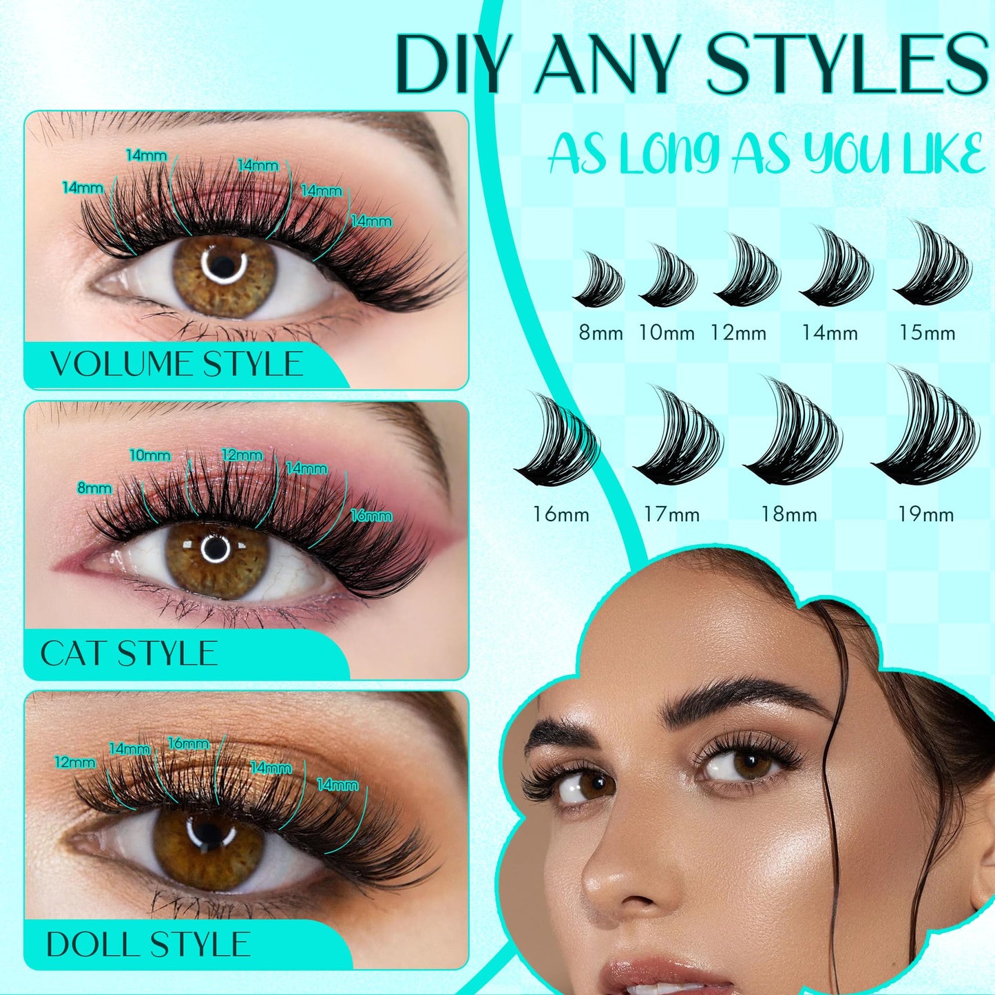Lash Clusters GEMERRY 280pcs Clusters Lashes D Curl Soft&Natural Individual Lashes Cluster Eyelash Clusters DIY Lash Extensions at Beauty and Personal Care GEMERRY