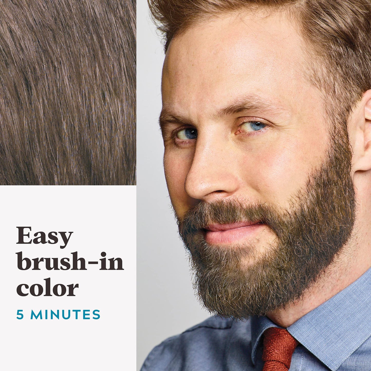 Just For Men Mustache & Beard, Beard Coloring for Gray Hair with Brush, With Keratin Biotin Aloe and Coconut Oil for Healthy Facial Hair