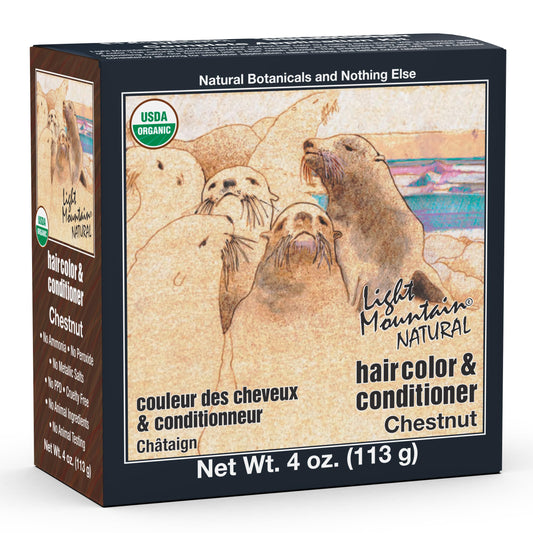 Light Mountain Natural Hair Color And Conditioner - Chestnut - 4 Fl Oz With Pack of Hair Clips