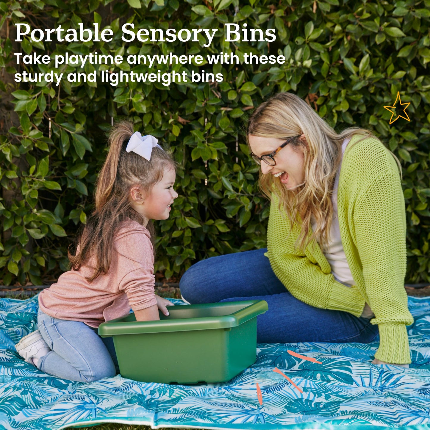 ECR4Kids Square Bin with Lid, Storage Containers, Hunter Green, 2-Pack