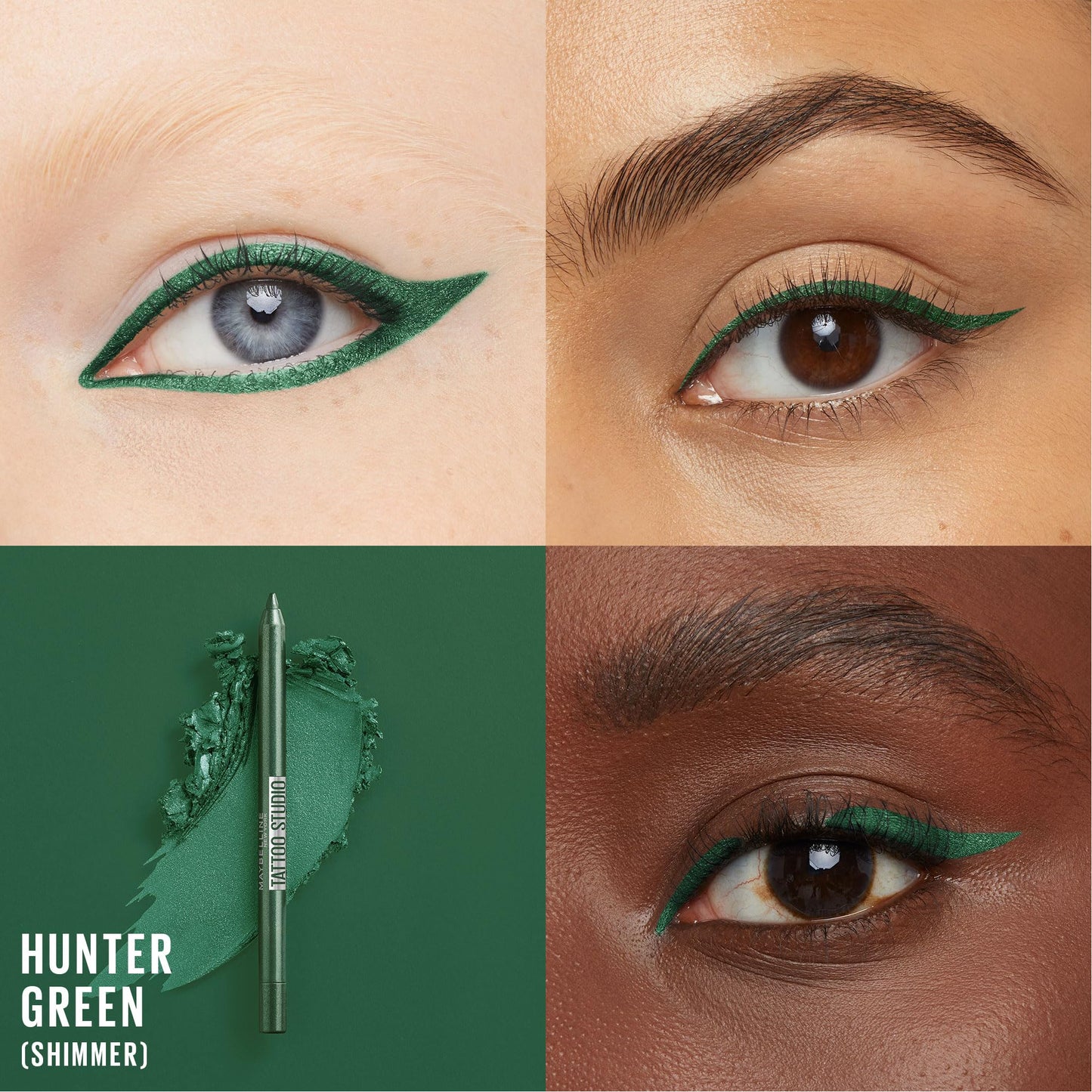 Maybelline Tattoo Studio Sharpenable Gel Pencil Waterproof Eyeliner, Long-Lasting Eyeliner With Smooth Gel Pigments For Up To 36HR Wear, Hunter Green
