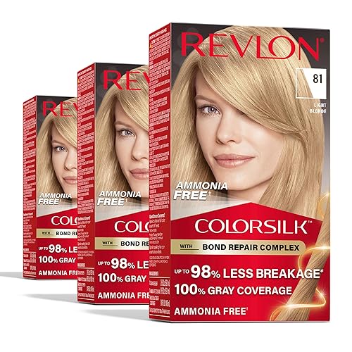 Revlon ColorSilk with Bond Repair Complex, Blonde Permanent Hair Color, 100% Gray Coverage, Ammonia Free Hair Dye, Vegan Keratin, 81 Light Blonde