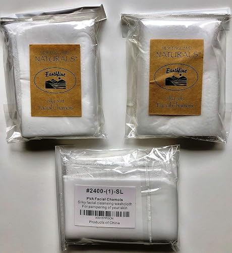 3 Pack PVA Facial Chamois 9" x 9" BY NEW ENGLAND NATURALS / EARTHLINE
