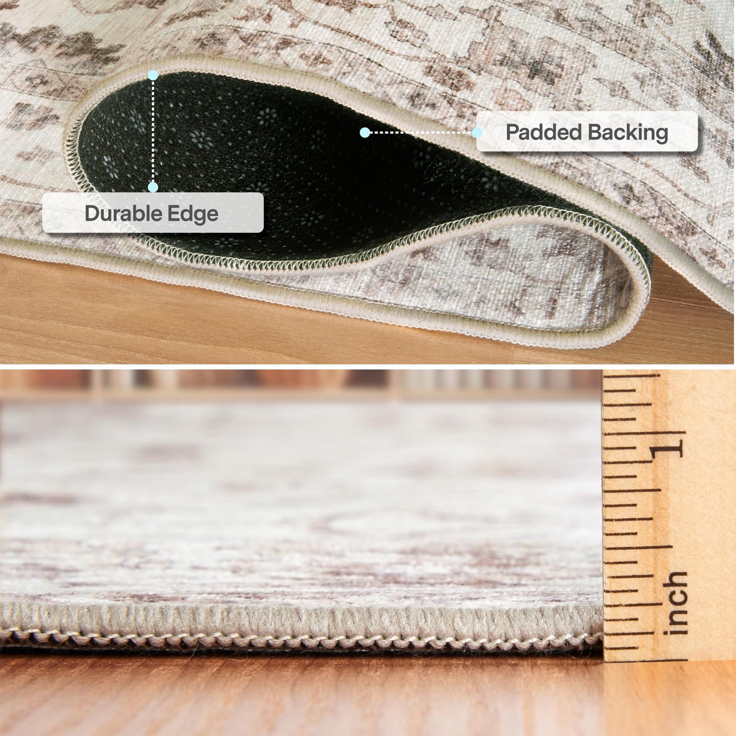 ReaLife Rugs Machine Washable Area Rug Runner - Living Room Bedroom Bathroom Kitchen Entryway Office - Padded Low Pile Stain Resistant Premium - Boho…