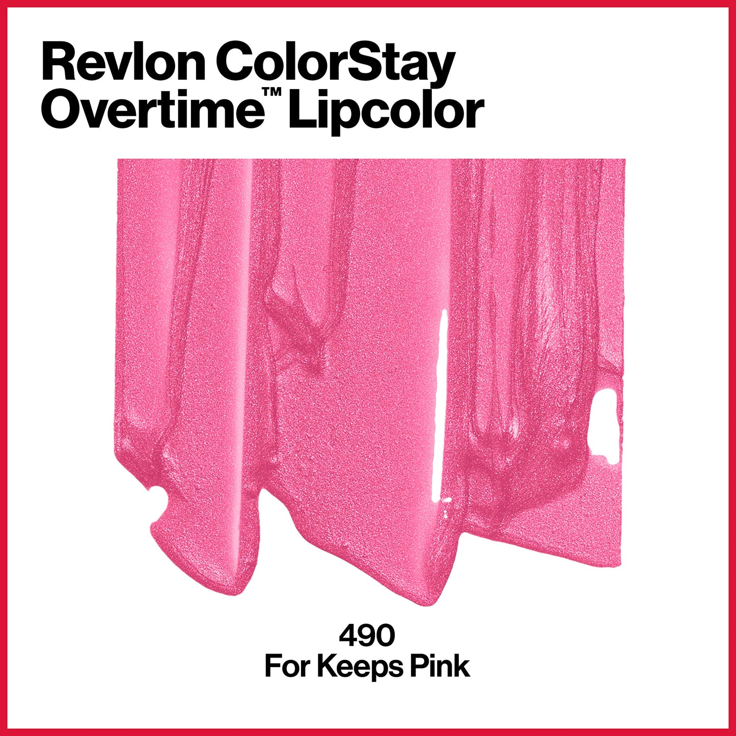 REVLON Liquid Lipstick with Clear Lip Gloss, ColorStay Face Makeup, Overtime Lipcolor, Dual Ended with Vitamin E in Pink, For Keeps Pink (490), 0.07