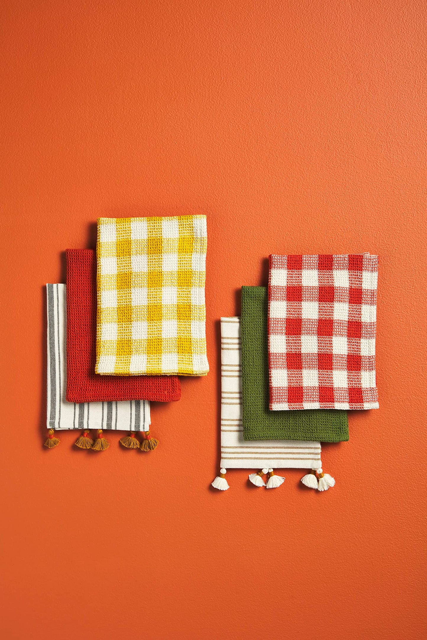 Mud Pie Cotton Towel Set, Orange, 14" x 21"