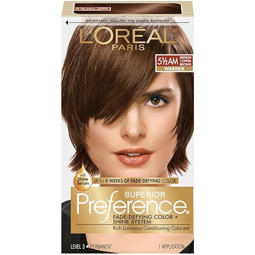 L'Oreal Paris Superior Preference Fade-Defying Color + Shine System, 5.5AM Medium Copper Brown (Packaging May Vary)