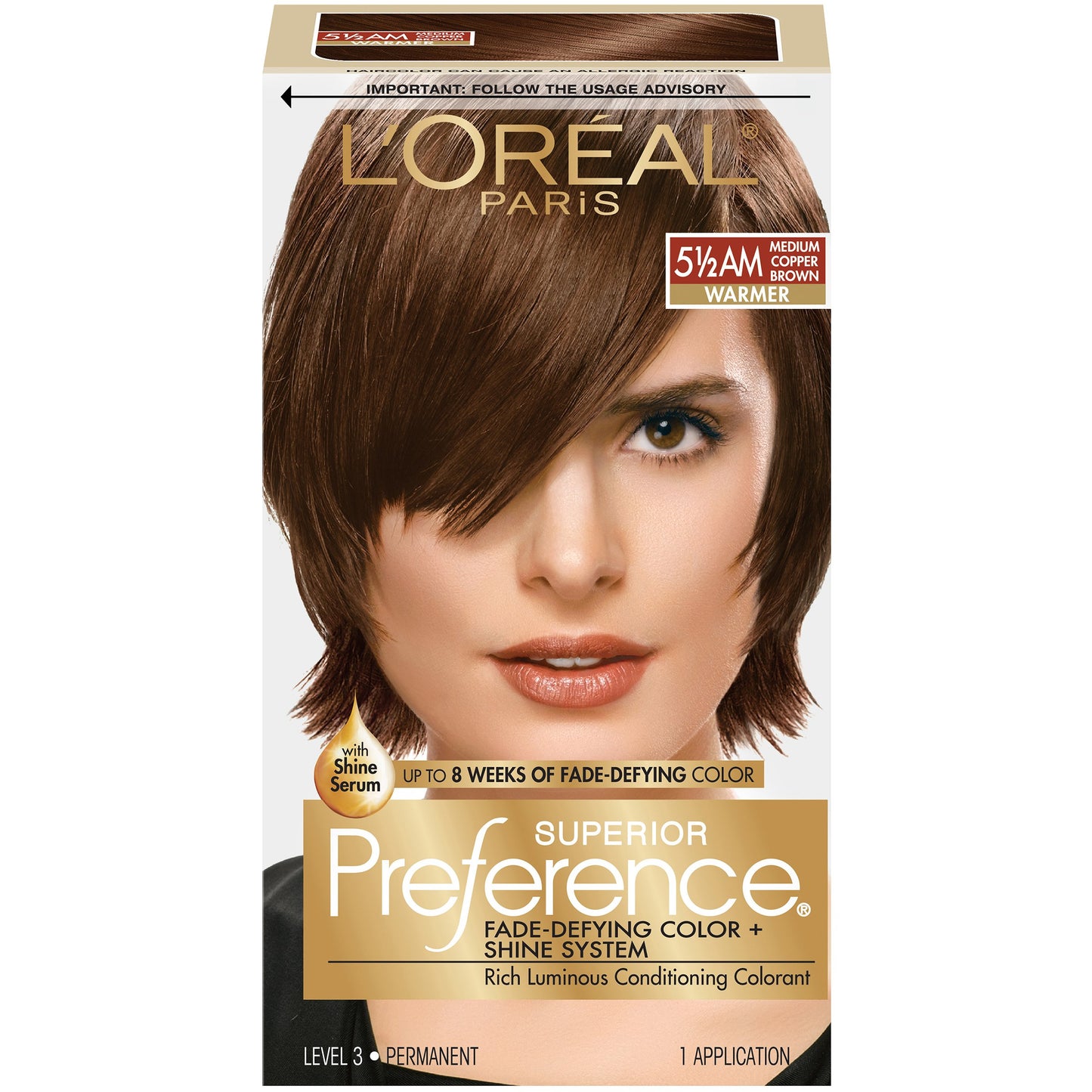 L'Oreal Paris Superior Preference Fade-Defying Color + Shine System, 5.5AM Medium Copper Brown (Packaging May Vary)