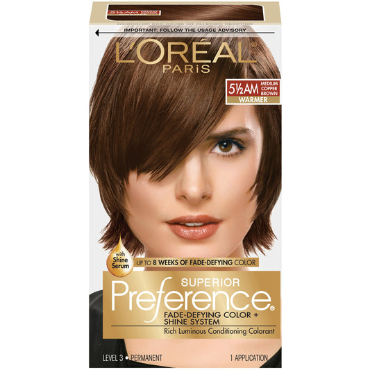 L'Oreal Paris Superior Preference Fade-Defying Color + Shine System, 5.5AM Medium Copper Brown (Packaging May Vary)