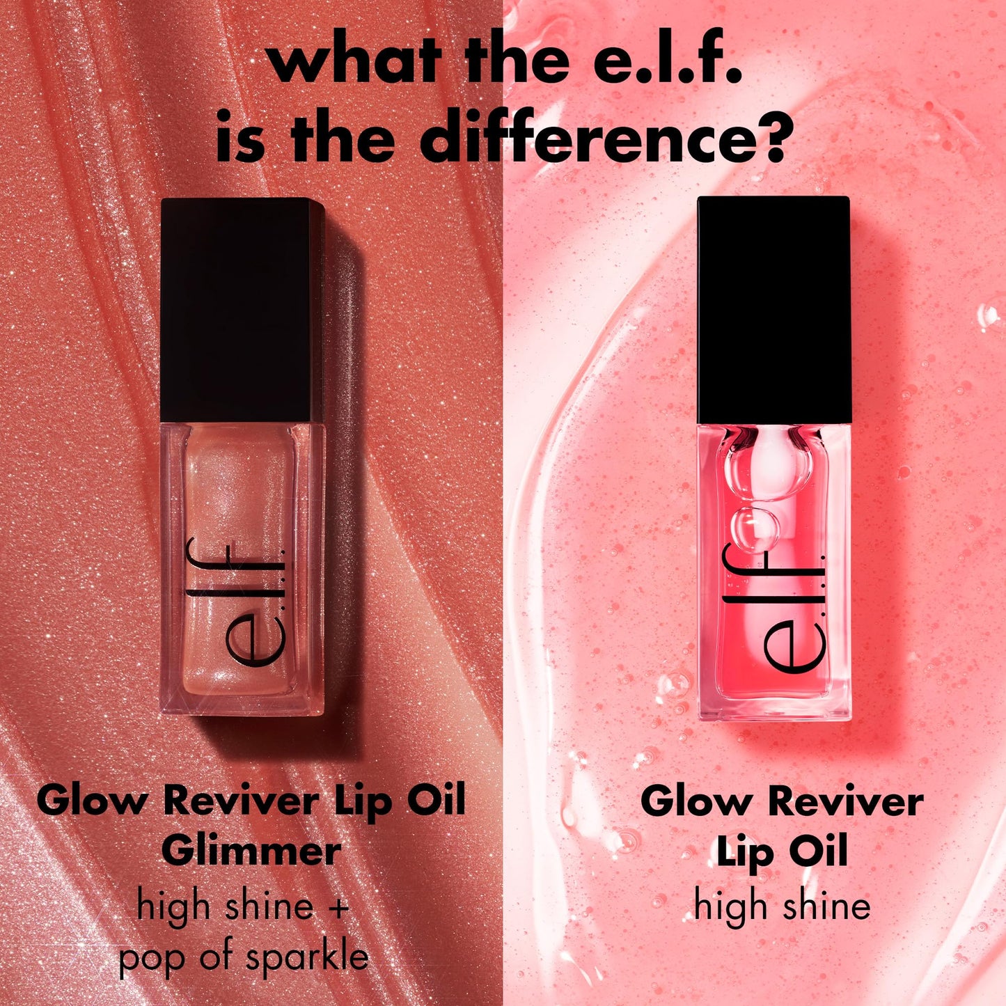 e.l.f. Glow Reviver Lip Oil, Nourishing and Hydrating with High-Shine Glimmer Finish & Sheer Wash Of Color, Minty Scent, Non-Sticky, Vegan