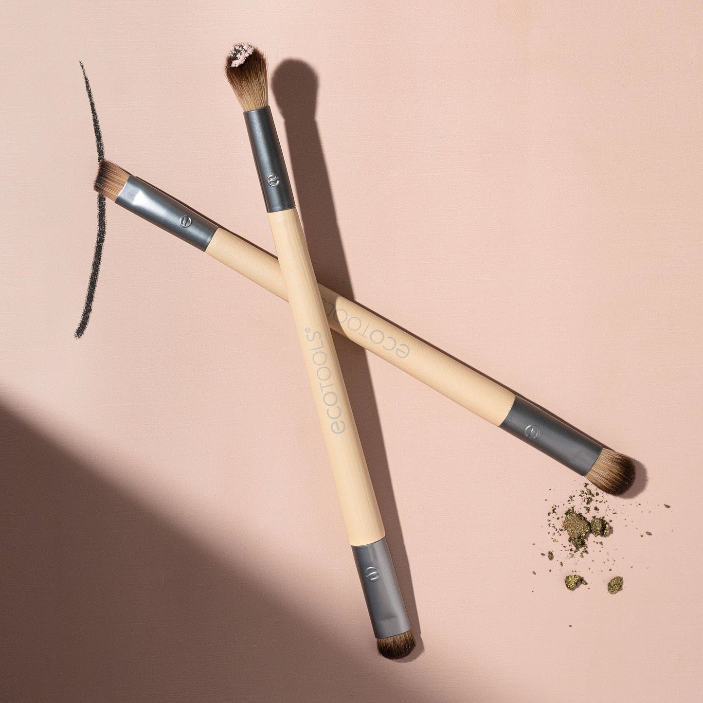 EcoTools Enhancing Eye Brush Set, Makeup Brushes For Liquid, Cream & Powder Eyeshadow & Eye Liner Application, Dual-Sided & Eco-Friendly, Synthetic