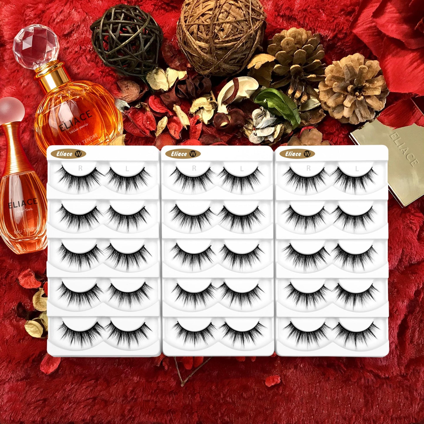 Eliace False Eyelashes Natural look Cat Eye Lashes Wispy Strips 3D Mink Lashes Fake Eyelashes Volume Fluffy Thick,Thin Soft Band Comfortable Dramatic