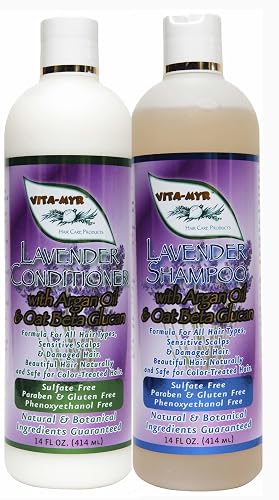 Vitamyr Lavender Care Set 16 Oz Natural Shampoo & 16 Oz Natural Conditioner Botanical Ingredients Vegan & Gluten Free Safe & Effective for all Hair