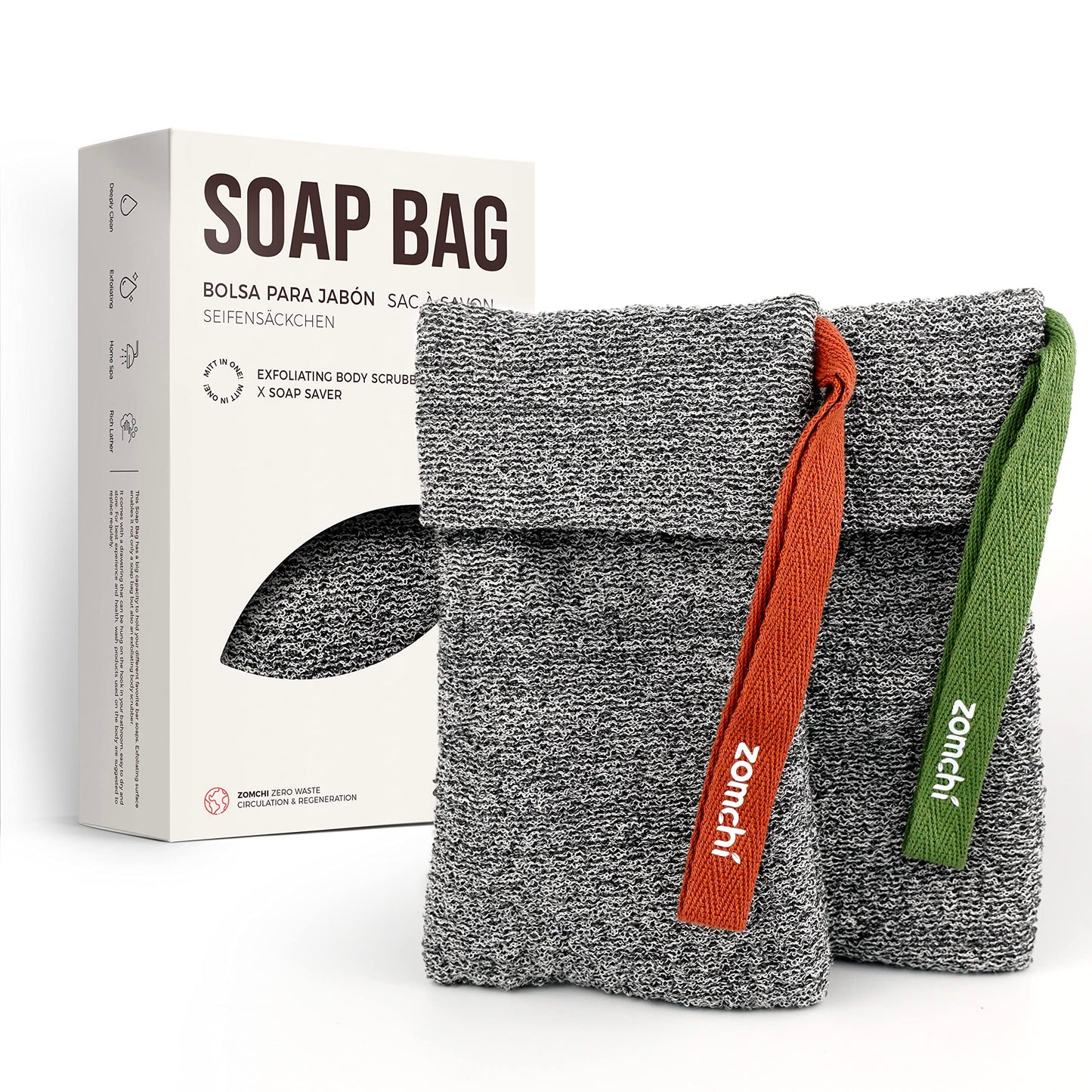 ZOMCHI Soap Saver Bags for Bar Soap, 2 Pack, Deep Texture Grey Beauty and Personal Care ZOMCHI Default Title
