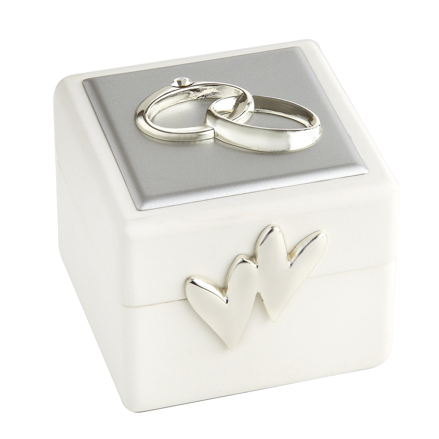 Elegance Wedding Ring Box with Double Rings,Silver