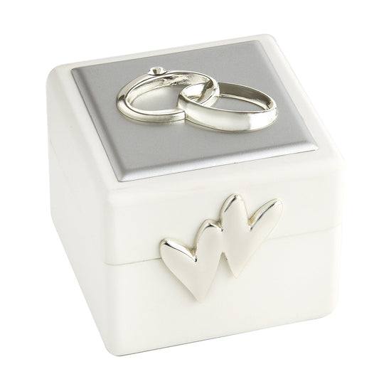 Elegance Wedding Ring Box with Double Rings,Silver