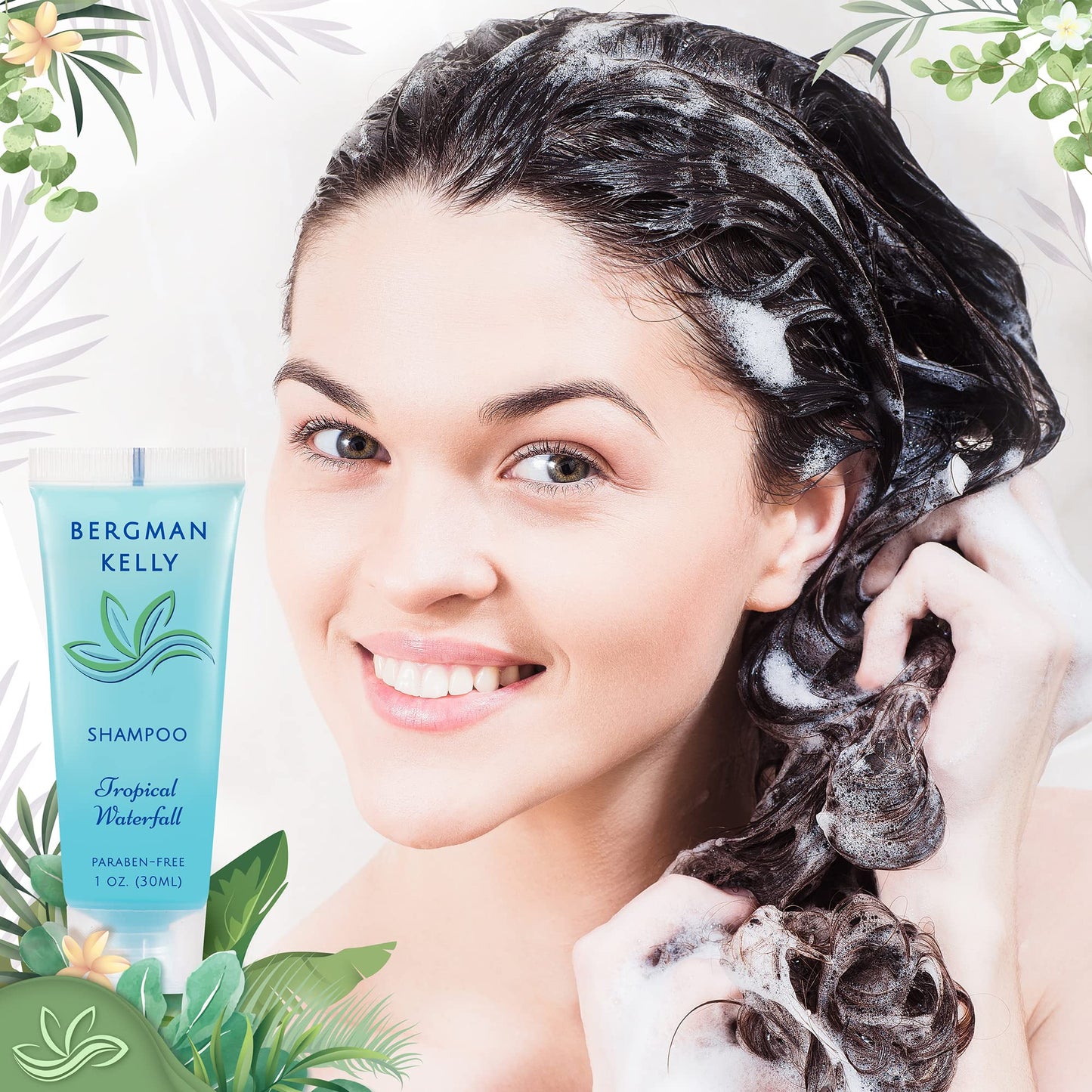 BERGMAN KELLY - Travel Size Hotel Shampoo - 1 fl oz, 100 PK, Tropical Waterfall - Delight Your Guests with Revitalizing & Refreshing Hair Cleanser