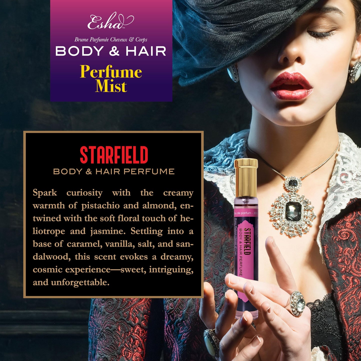 Esha Body & Hair Perfume Mist - Eau de Parfum for Women - Infused with Betaine - (STAR FIELD) Beauty & Personal Care Esha
