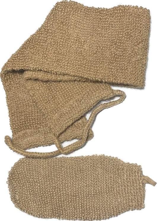 2 pcs/Set Large Natural Exfoliating Hemp Back Scrubber for Shower for Men and Women - Rub Glove Mitt Mitten - Deep Clean & Invigorate Your Skin Beauty & Personal Care Mr.Cui'shop