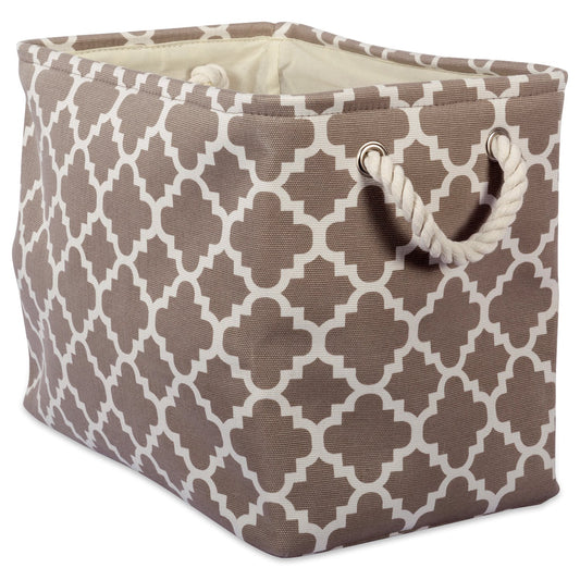 DII Polyester Container with Handles, Lattice Storage Bin, Large, Brown