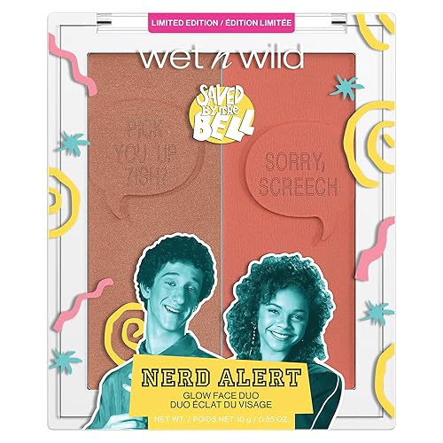 wet n wild Saved By The Bell Highlighter & Illuminator Duo, Radiant Shimmer Face Palette, Ultra-Reflective Micro-Pearls, Buildable Powder Formula