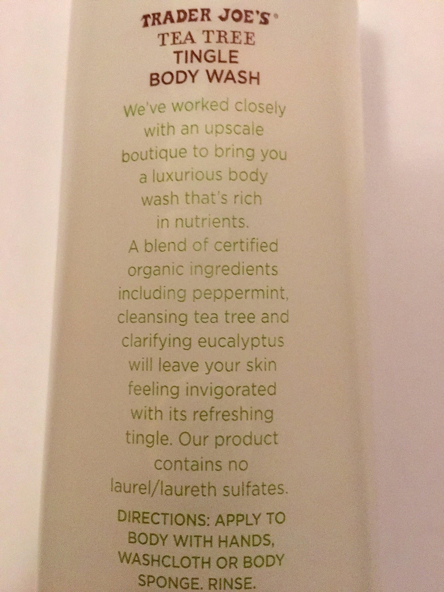 Trader Joes Spa Face Wash with Tea Tree Tingle Body Wash