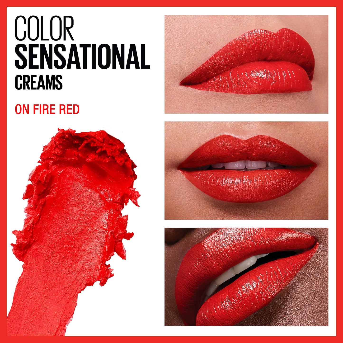 Maybelline New York Color Sensational Vivids Lip Color, On Fire Red, 0.15 Ounce