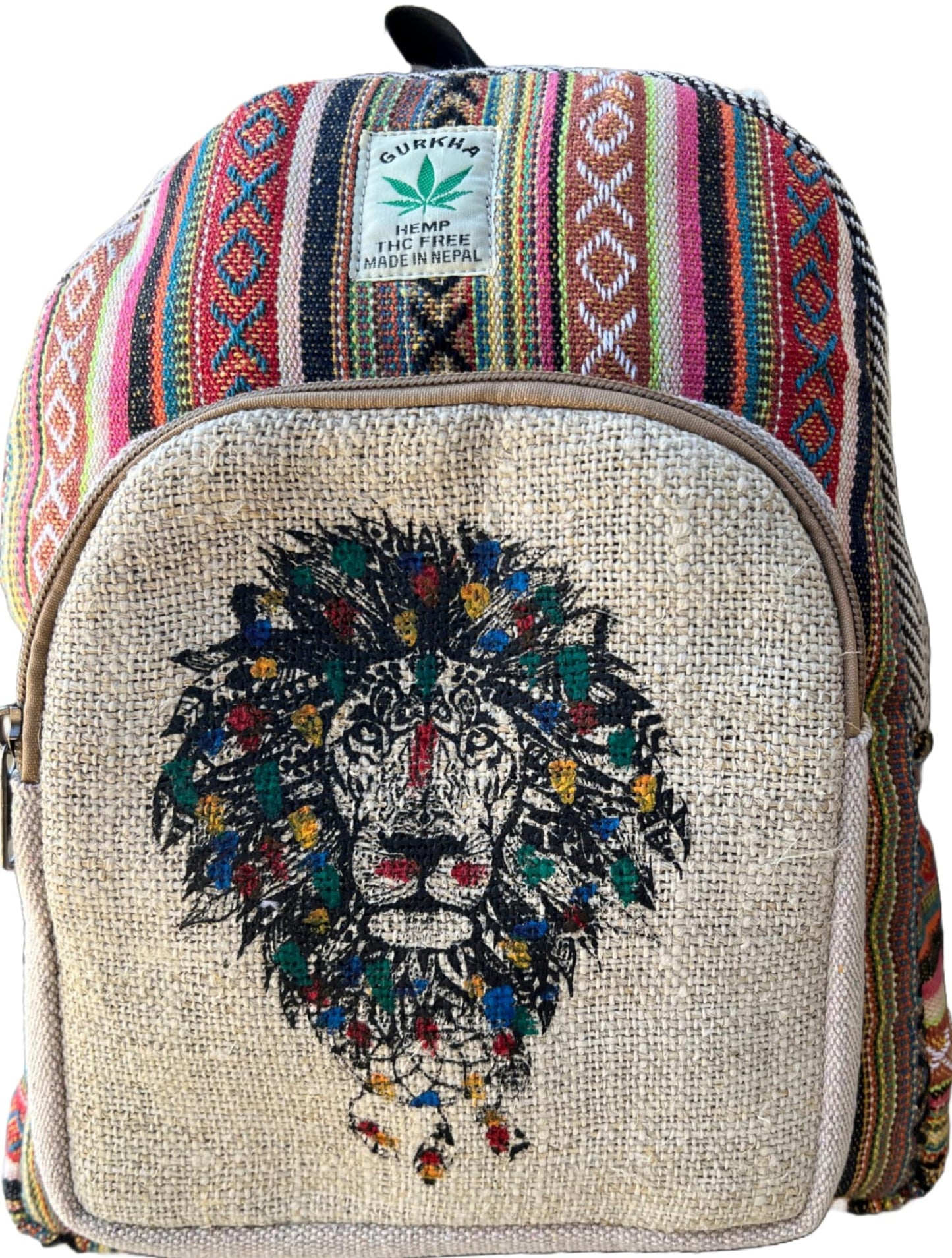 Gurkha Handmade Unique design Himalayan Hemp Backpack 13 IN Medium Hippie, Festival, Hiking & Tablet Laptop Backpack - Handmade In Mt. Everest Country Nepal