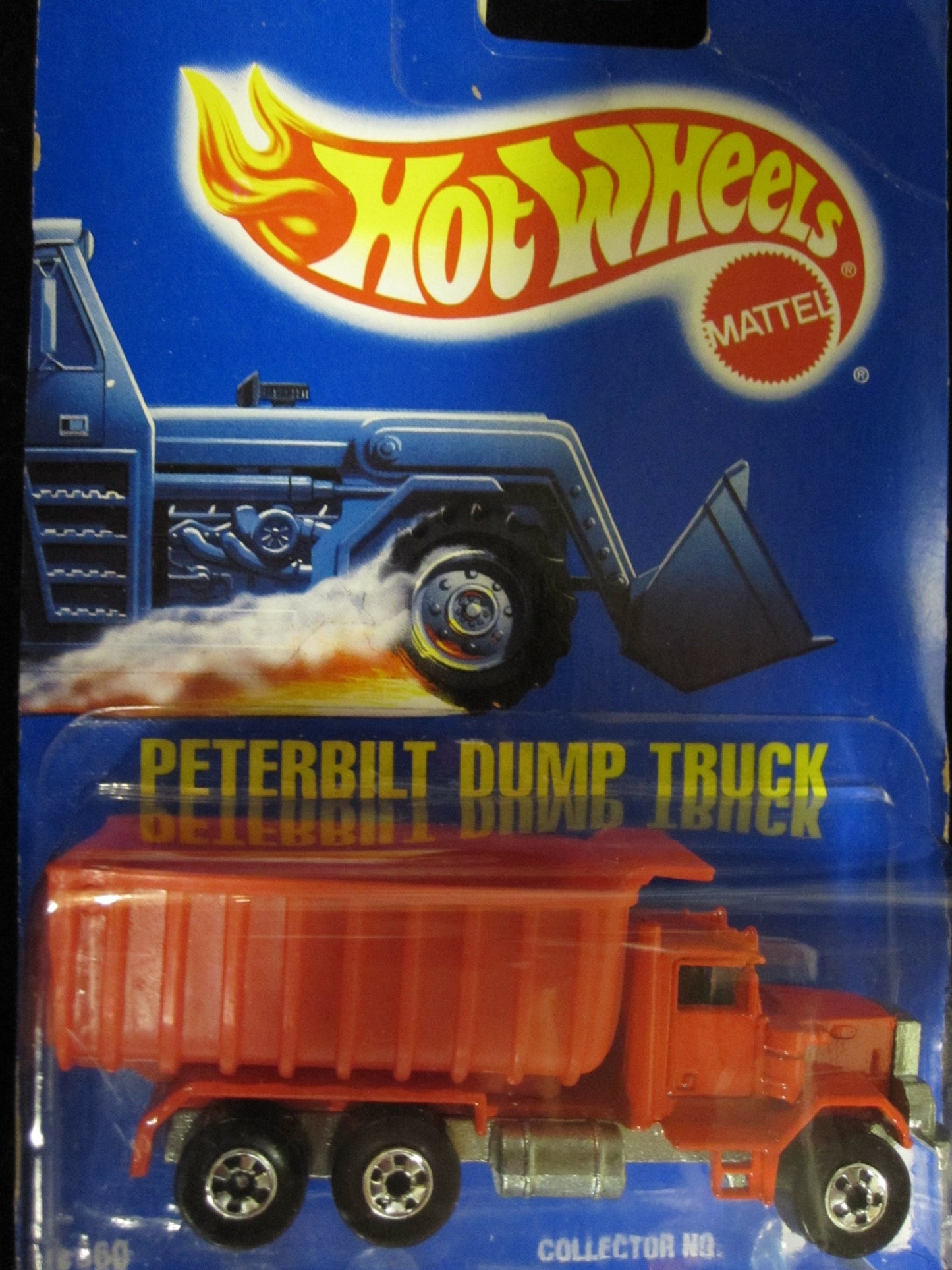 Peterbilt Dump Truck 1990 Hot Wheels Red with Basic Wheels on Solid Blue Card (1:64 Scale Collectible Die Cast Metal Toy Car Model #100