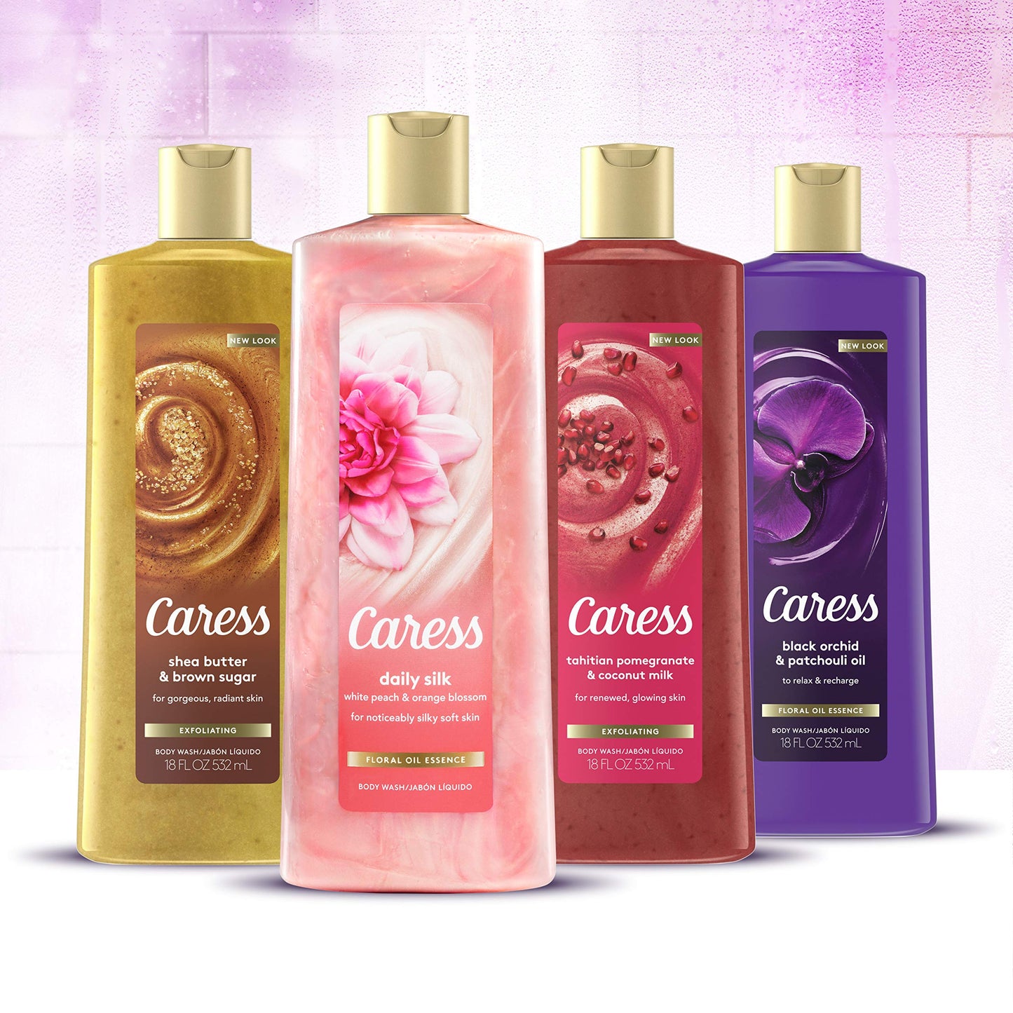 Caress Exfoliating Body Wash with Pump For Gorgeous, Radiant Skin Shea Butter & Brown Sugar 25.4 oz