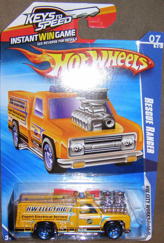 Hot Wheels 2010 115/240 HW City Works 07/10 Keys to Speed Card Orange HW Electric Rescue Ranger