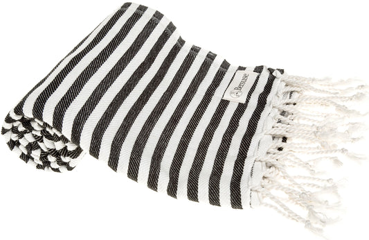 Bersuse 100% Cotton Malibu Turkish Towel - 37x70 Inches, Black