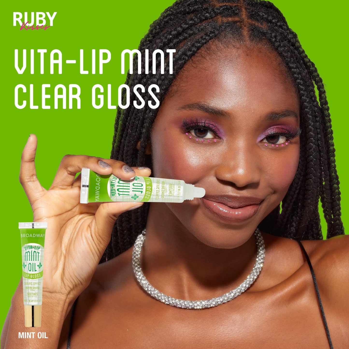 Ruby Kisses Broadway Vita-Lip Clear Lip Gloss (Mint Oil 48 Pack), Ultra-Hydrating & Soothing Formula with Vitamin Oils, High-Shine Non-Sticky Finish