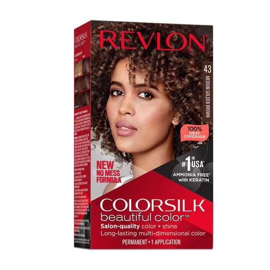 Revlon Colorsilk Beautiful Color Permanent Hair Color, Long-Lasting High-Definition Color, Shine & Silky Softness with 100% Gray Coverage, Ammonia