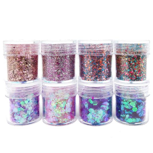 allydrew Chunky Glitter for Hair Face Makeup Nail Art Decoration (8 Colors), Purple Party
