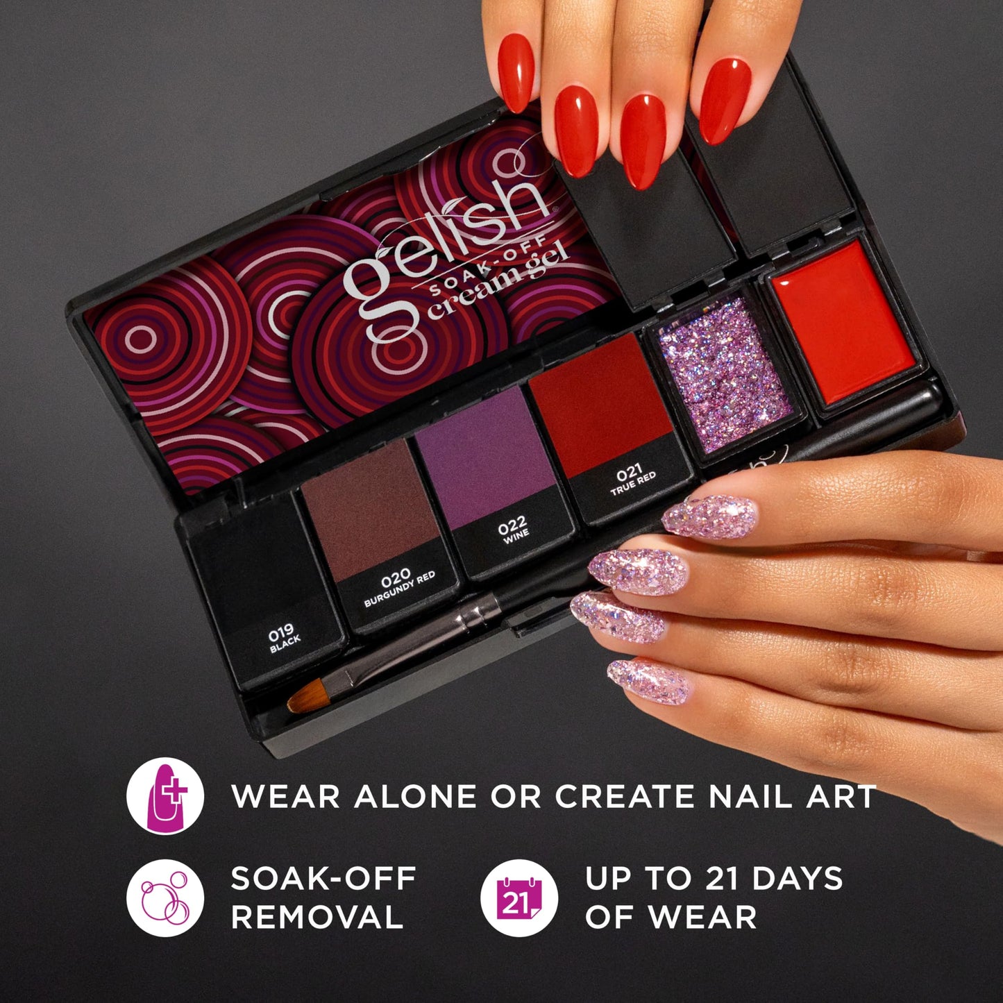 Gelish Cream Gel Soak-Off Solid Gel Polish with Brush - Getting Reddy Palette Beauty & Personal Care Gelish