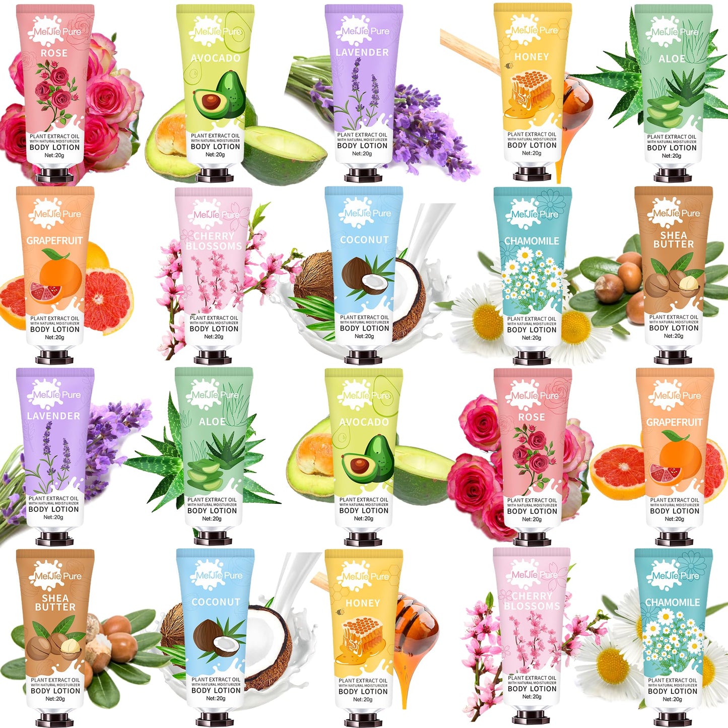 20 Pack Lotion for Women, Body Lotion for Dry Skin,Easter Basket Stuffers Girls,Gifts for Women,Teacher Gifts,Travel Size Lotion, Natural Fragrance