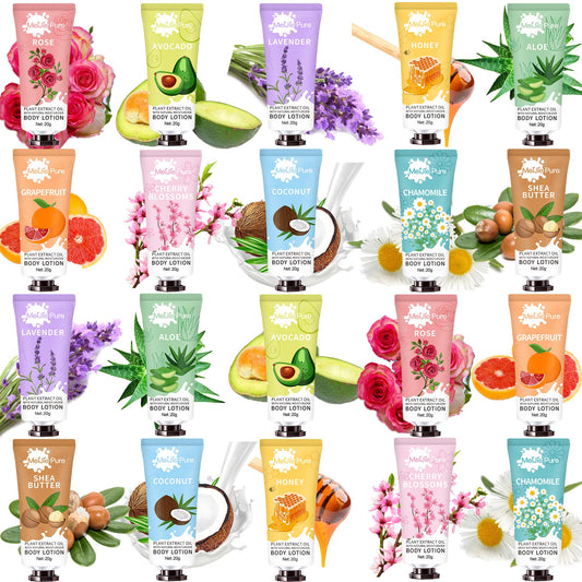 20 Pack Lotion for Women, Body Lotion for Dry Skin,Easter Basket Stuffers Girls,Gifts for Women,Teacher Gifts,Travel Size Lotion, Natural Fragrance