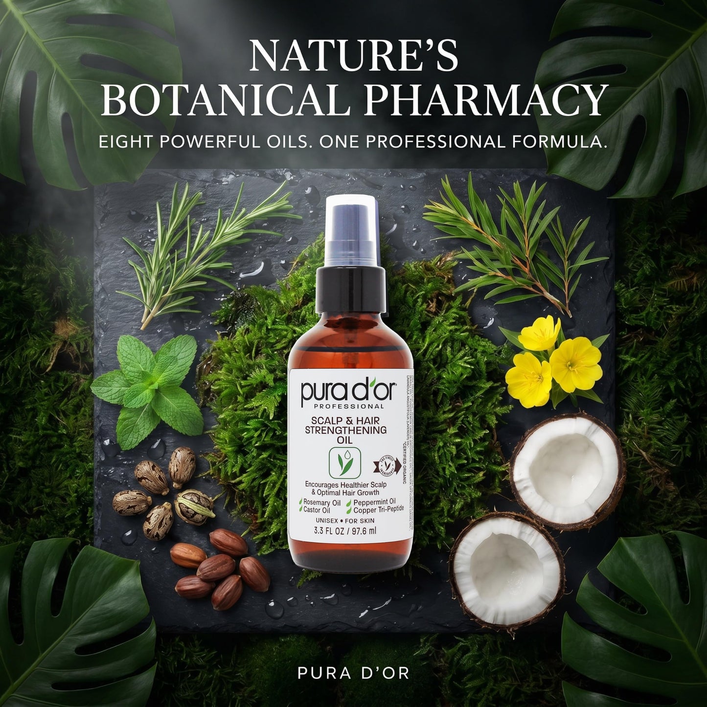 PURA D'OR Scalp & Hair Strengthening Oil Supports Optimal Growth, Reduce Breakage, Nourish Roots for Healthier, Fuller, Thicker Hair - Rosemary Beauty and Personal Care PURA D'OR