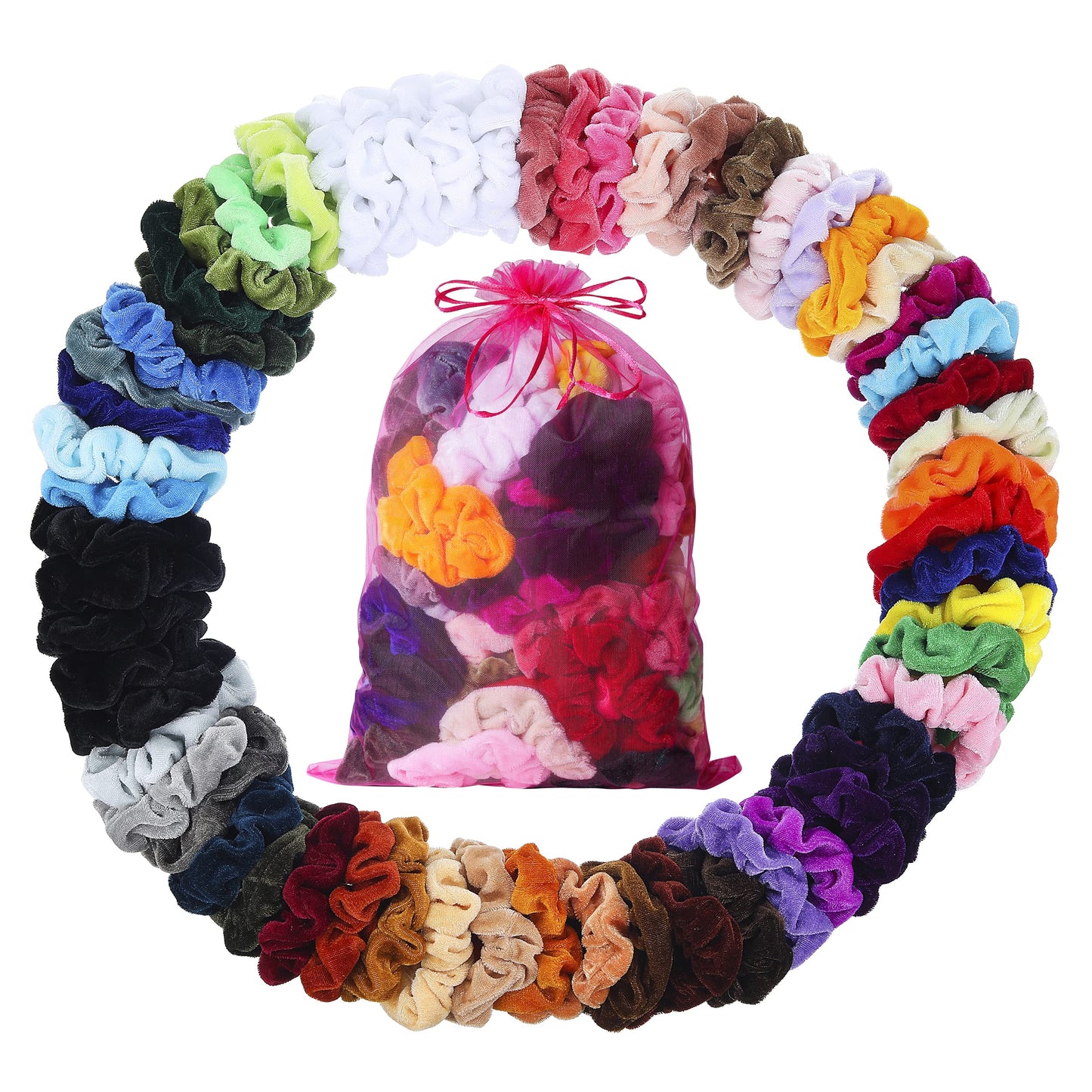 ADRIONE Velvet Scrunchies for Women, Girls & Kids 60 Bulk Pack, Soft Hair Scrunchie Hair Ties Scrunchy for Thick, Curly, Medium, Thin, Fine Hair, No Beauty and Personal Care ADRIONE Default Title