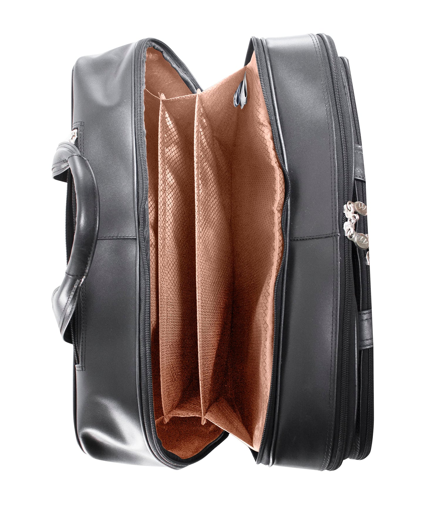 McKlein, L Series, Bowery, Top Grain Cowhide Leather, 15" Leather Wheeled Laptop Briefcase, Black (87855)