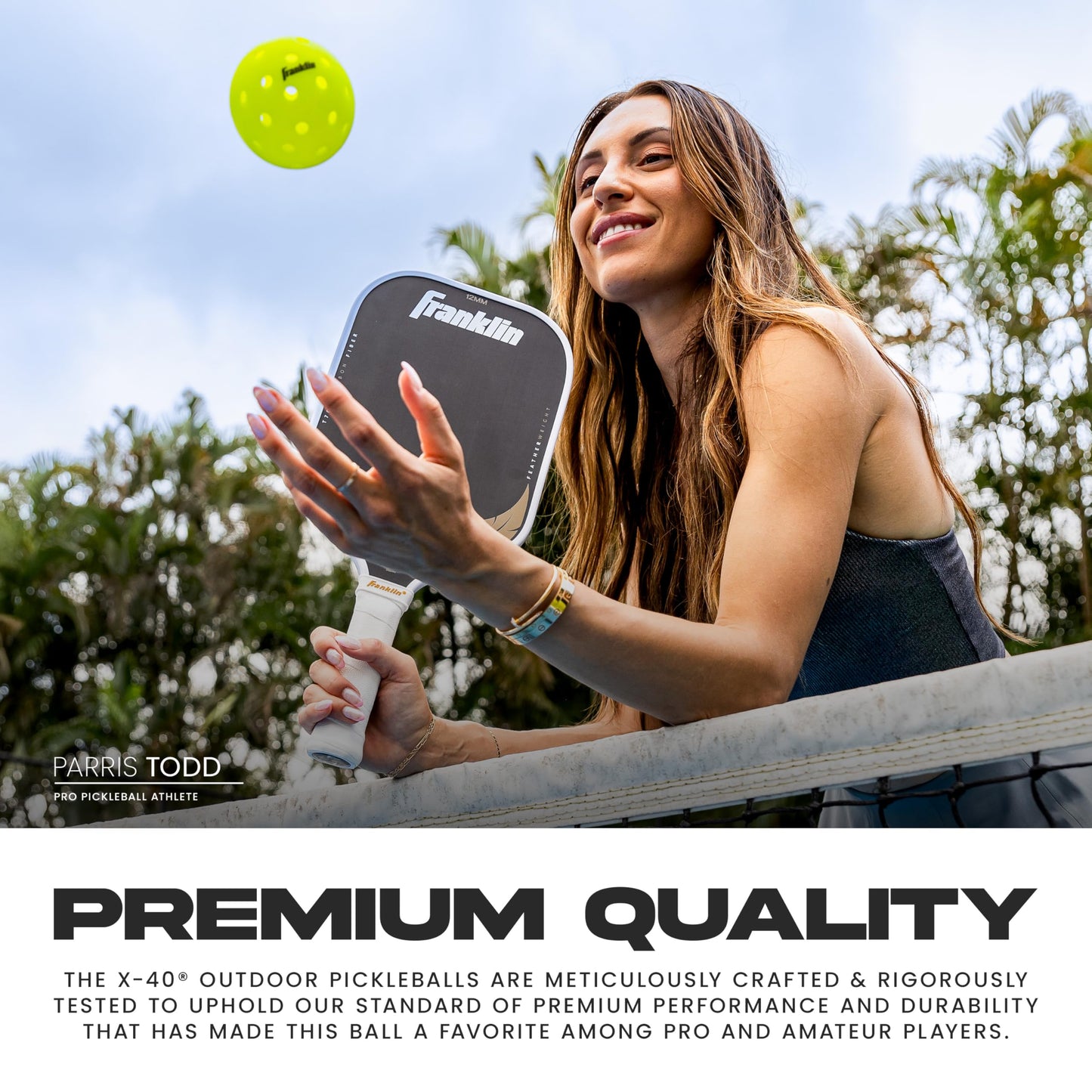 Franklin Sports Outdoor - X-40 Pickleball Balls - USA (USAPA) Approved - 12 Pack Outside - Optic Yellow - US Open Ball