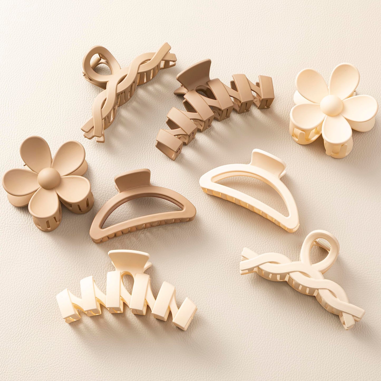 8PCS Hair Clips for Women, Flower Claw Clips for Thick Hair, Non-Slip Hair Accessories with Multi-Styles, Neutral Colors Hair Claw Clips and Variety Beauty and Personal Care Sunolga