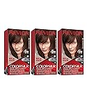 Revlon Colorsilk Beautiful Color, Permanent Hair Dye with Keratin, 100% Gray Coverage, Ammonia Free, 12 Dark Mahogany Brown (Pack of 3)
