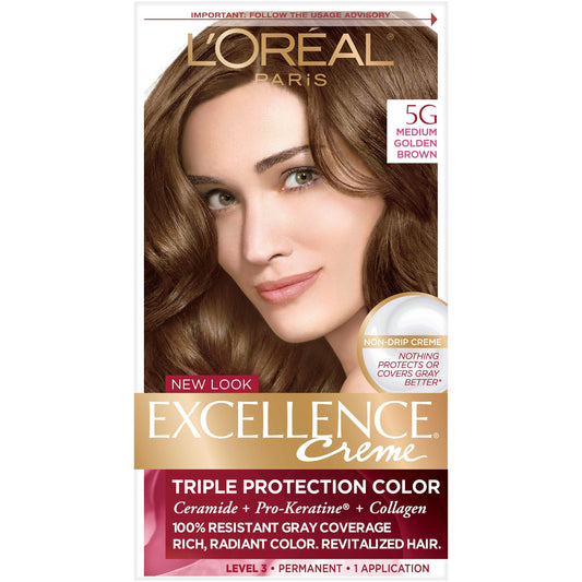 L'Oreal Paris Excellence Creme Haircolor, Medium Golden Brown [5G] 1 ea (Pack of 3)