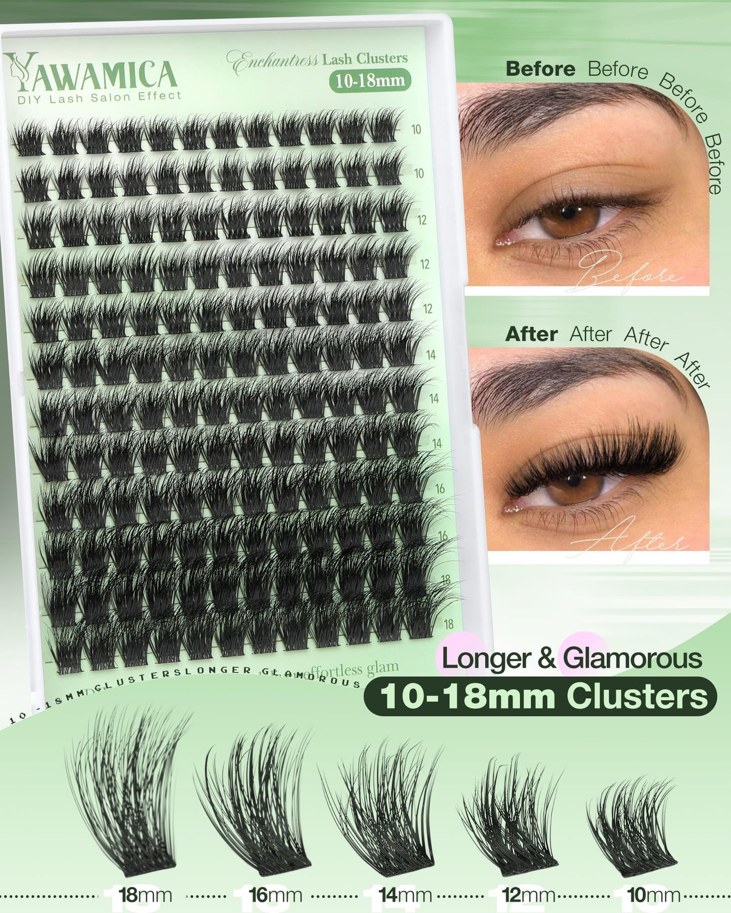 Yawamica Fluffy Lash Clusters Wispy Volume Cluster Eyelash Extensions Beauty and Personal Care Yawamica