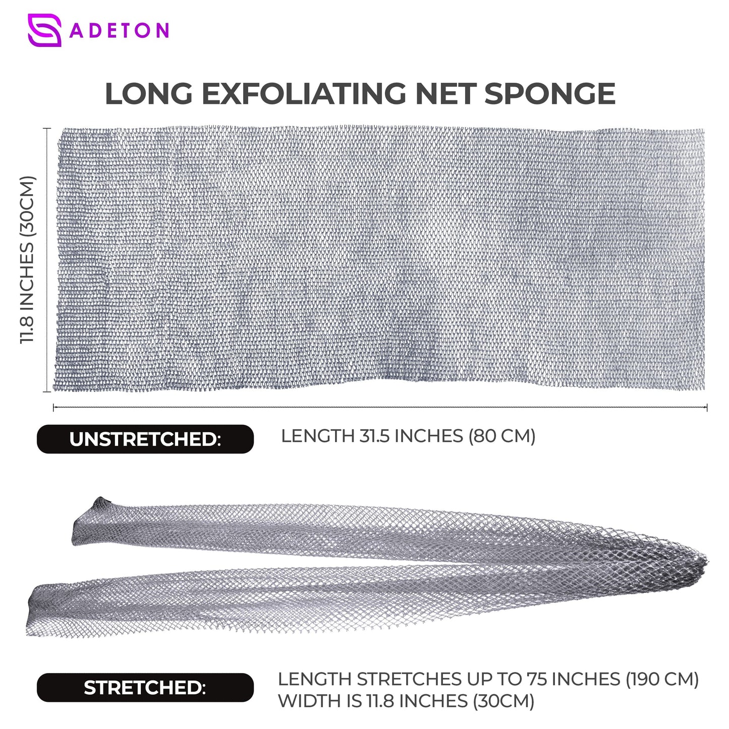 Adeton African Net Sponge, Authentic, Real, Black Owned, Exfoliating Bath Wash Cloth, Long Sponge, Body Exfoliator, Sapo, Shower Bath Accessories