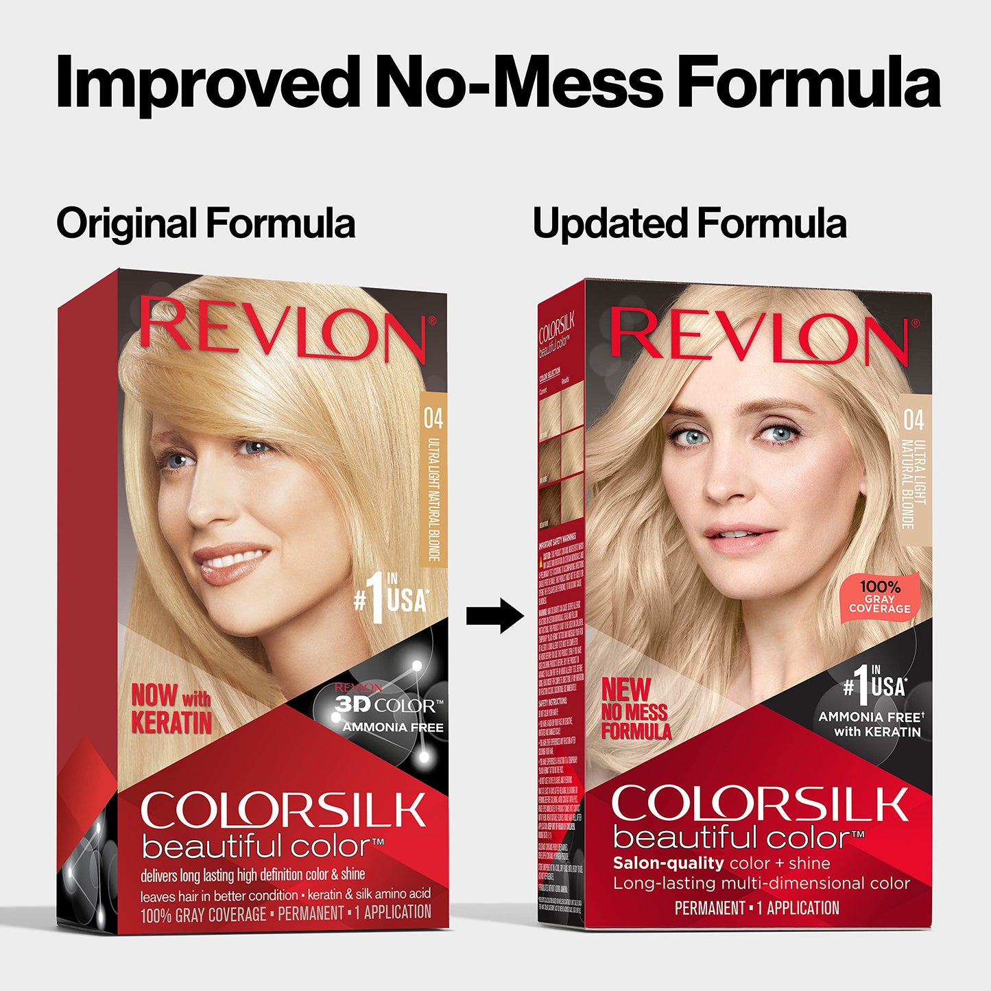 Revlon Permanent Hair Color, Permanent Hair Dye, Colorsilk with 100% Gray Coverage, Ammonia-Free, Keratin and Amino Acids, 05 Ultra Light Ash Blonde